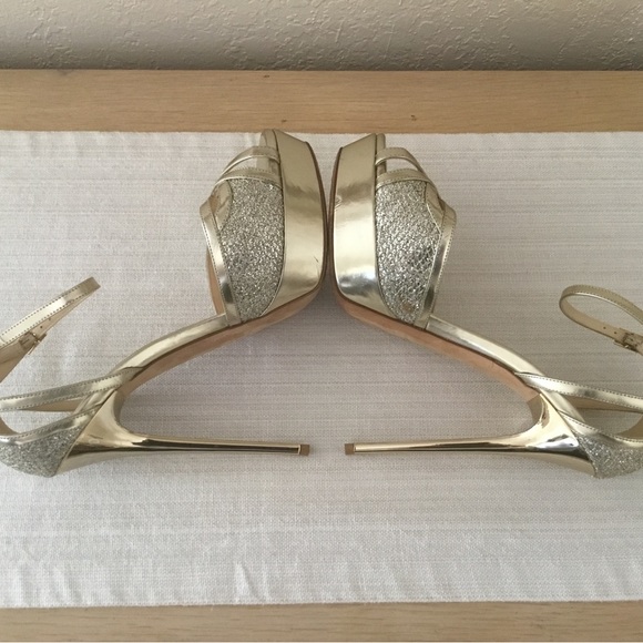 Jimmy Choo Laurita Platform Glitter Pump, Champagne size 39.5 - Picture 5 of 13